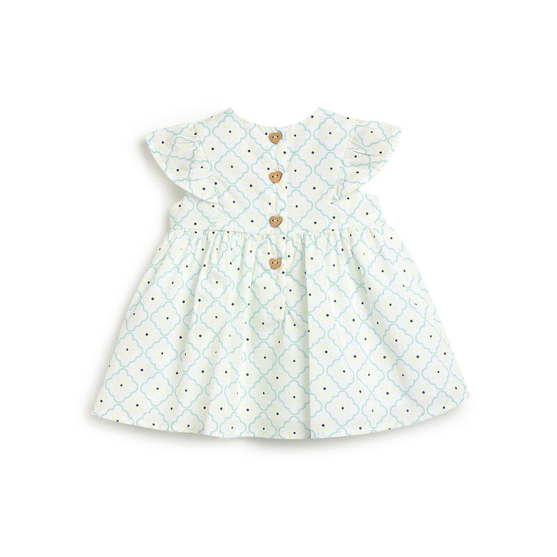 Girls White and Yellow Printed Outfit with Dress image number 1